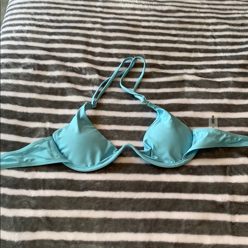 push up blue bathing suit with built in pads